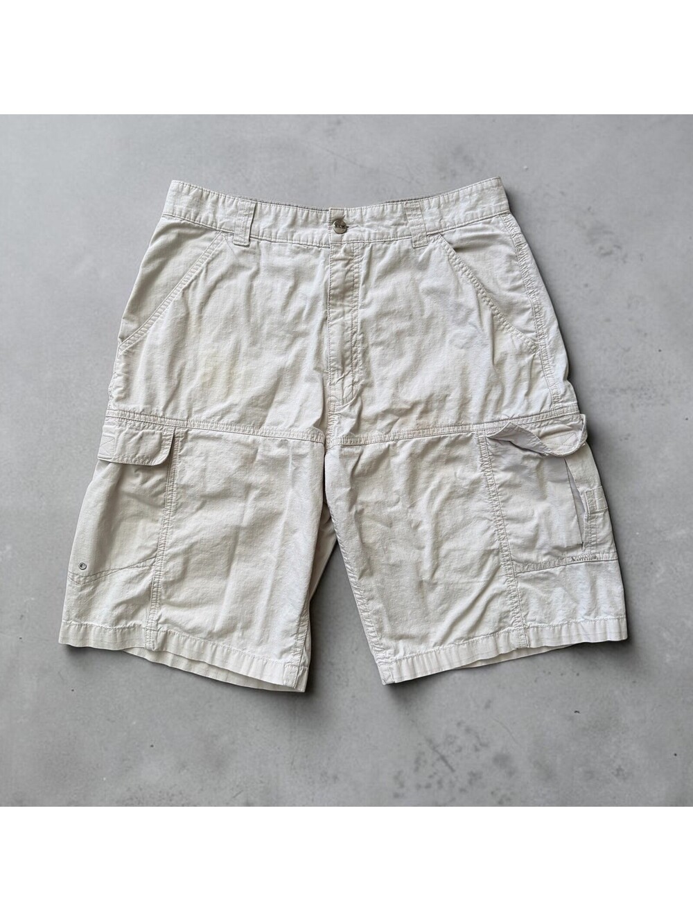 OP Men's baggy Cargo 100% Cotton Casual Cream Beach Surf Coastal Shorts Size 34